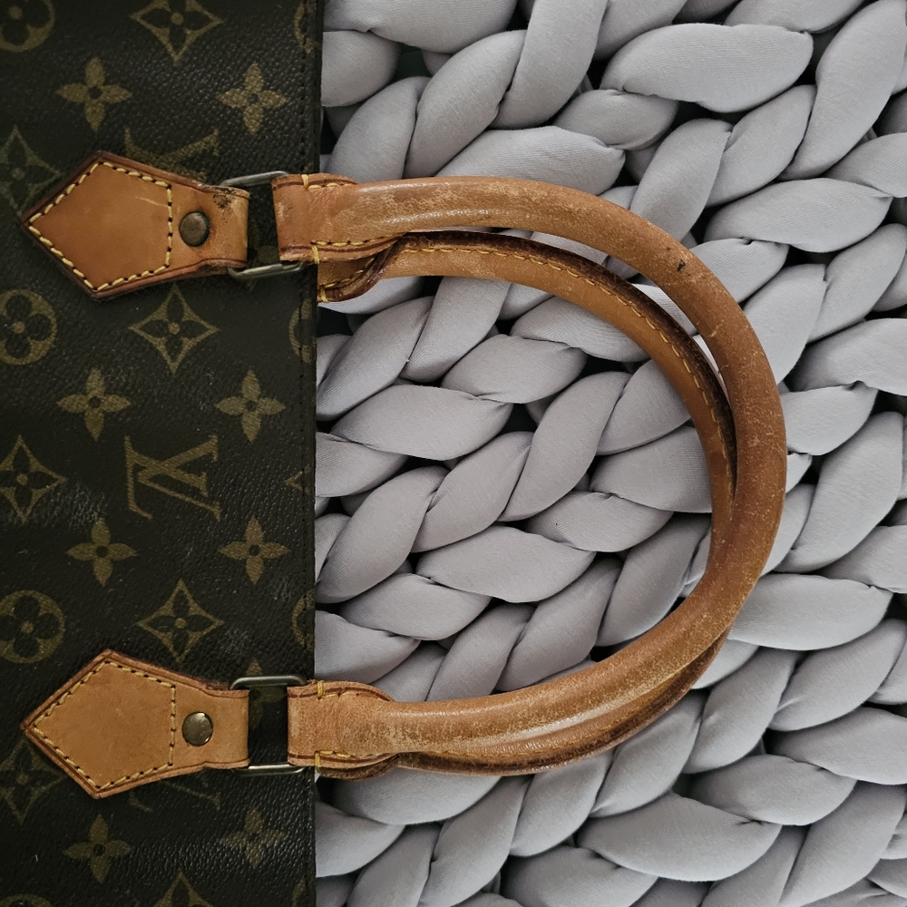Louis Vuitton Brown Monogram Canvas Tote with Tan Handles - Picture 9 of 11